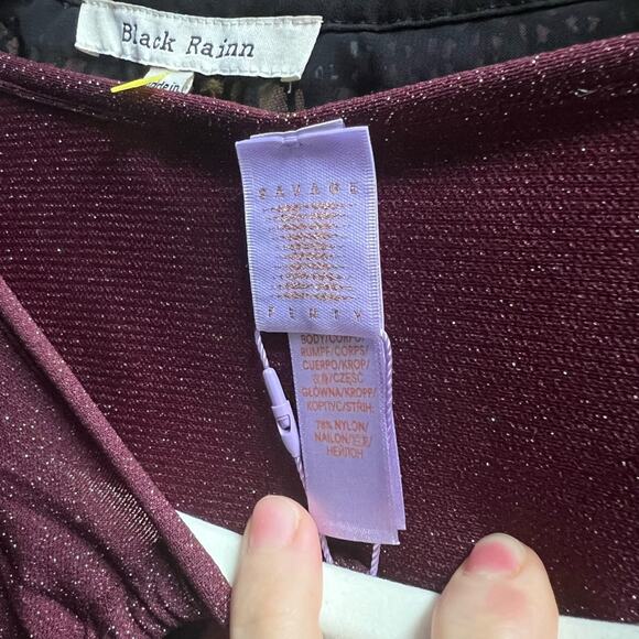 Savage X Fenty Maroon Sparkle Tie-Front Bra - Picture 6 of 7